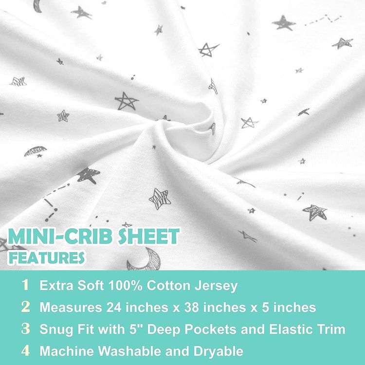 No. 8 - American Baby Company 100% Natural Cotton Value Jersey Knit Fitted Portable/Mini-Crib Sheet - 4