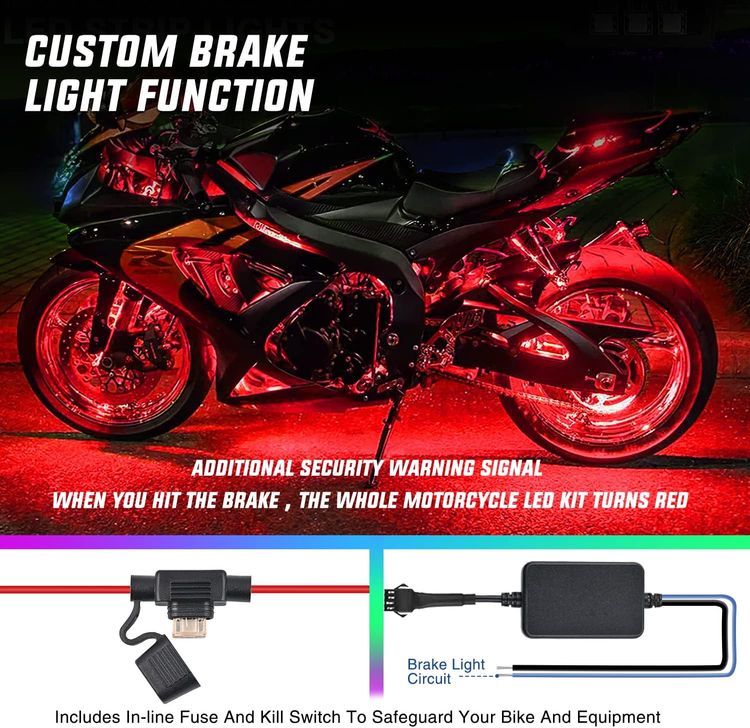 No. 6 - Nilight 12PCS Motorcycle RGB Led Light Kit - 5