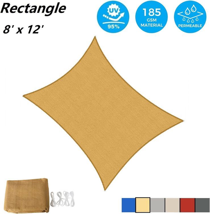 No. 10 - AsterOutdoor Sun Shade Sail Rectangle 8' x 12' - 2