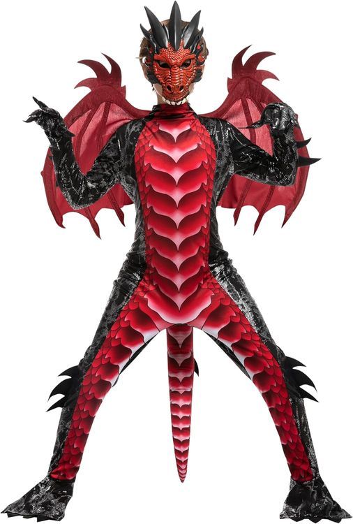 No. 4 - Black and Red Dragon Costume for Kids - 3