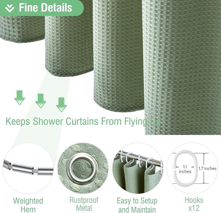 No. 9 - Dynamene Sage Green Shower Curtain - 5