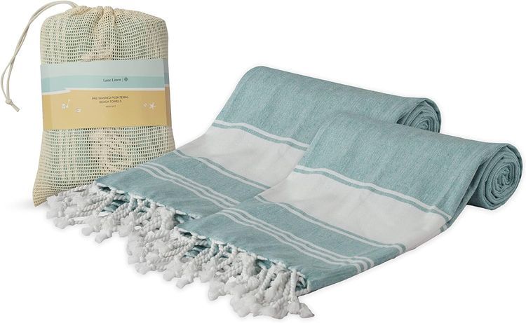 No. 1 - LANE LINEN 100% Cotton Beach Towel with Bag 2 Pack Towels - 2