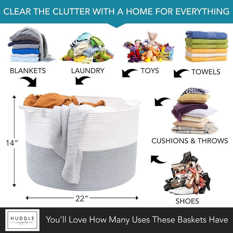 No. 10 - XXXL WASHABLE Blanket Basket + Small Basket - 5