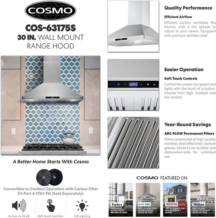 No. 9 - COSMO COS-63175S Wall Mount Range Hood - 3