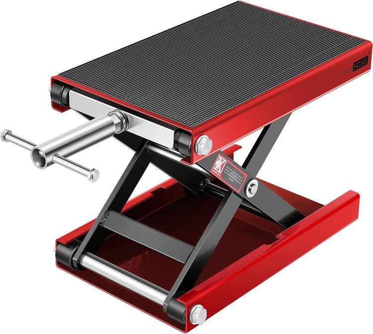 No. 1 - VIVOHOME Steel Motorcycle ATV Wide Deck Scissor Lift Jack Crank Hoist Stand 1100 lbs - 1