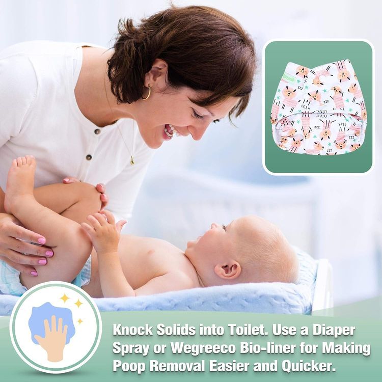 No. 2 - wegreeco Washable Reusable Baby Cloth Pocket Diapers - 5