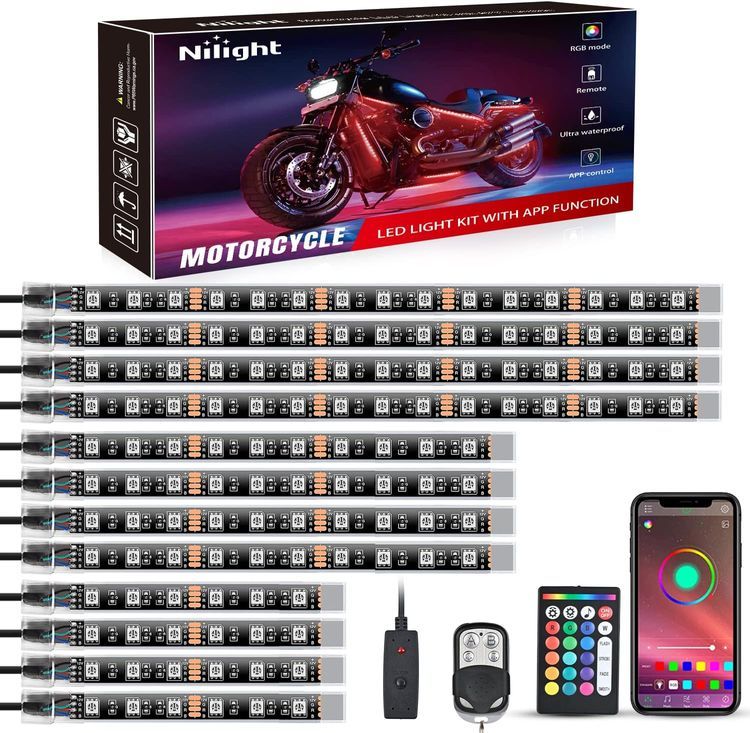 No. 6 - Nilight 12PCS Motorcycle RGB Led Light Kit - 1