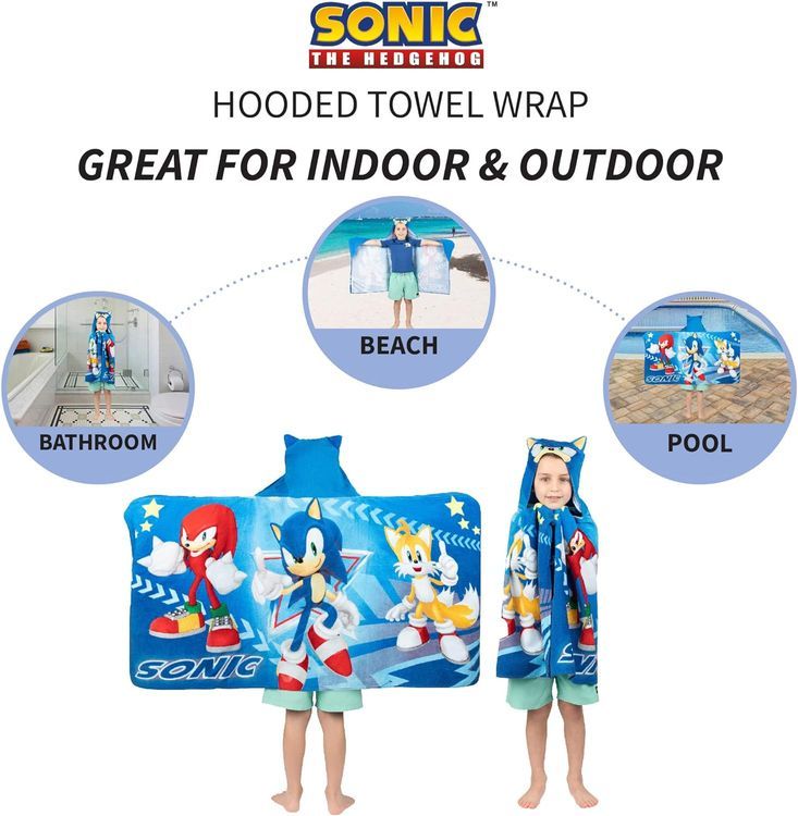 No. 7 - Franco Sonic The Hedgehog Kids' Hooded Towel - 4