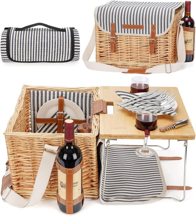 No. 6 - Wicker Picnic Basket for 2 with Detachable Table - 1