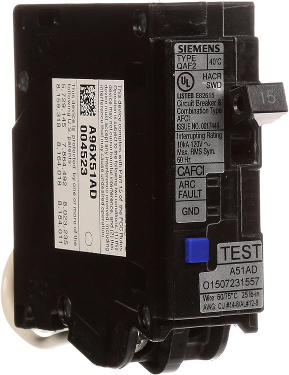 No. 4 - SIEMENS QA115AFC 15-Amp Single Pole 120-volt Plug-On Combination AFCI Breaker - 3