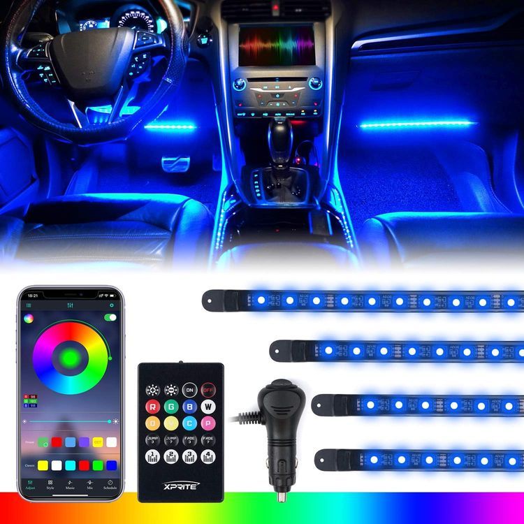 No. 10 - Xprite RGB LED Car Interior Bluetooth Light Strips - 1