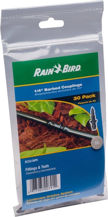 No. 9 - Rain Bird BC25-30PS Drip Irrigation Universal 1/4" Barbed Coupling Fitting, 1/4" Drip Tubing, 30-Pack - 3