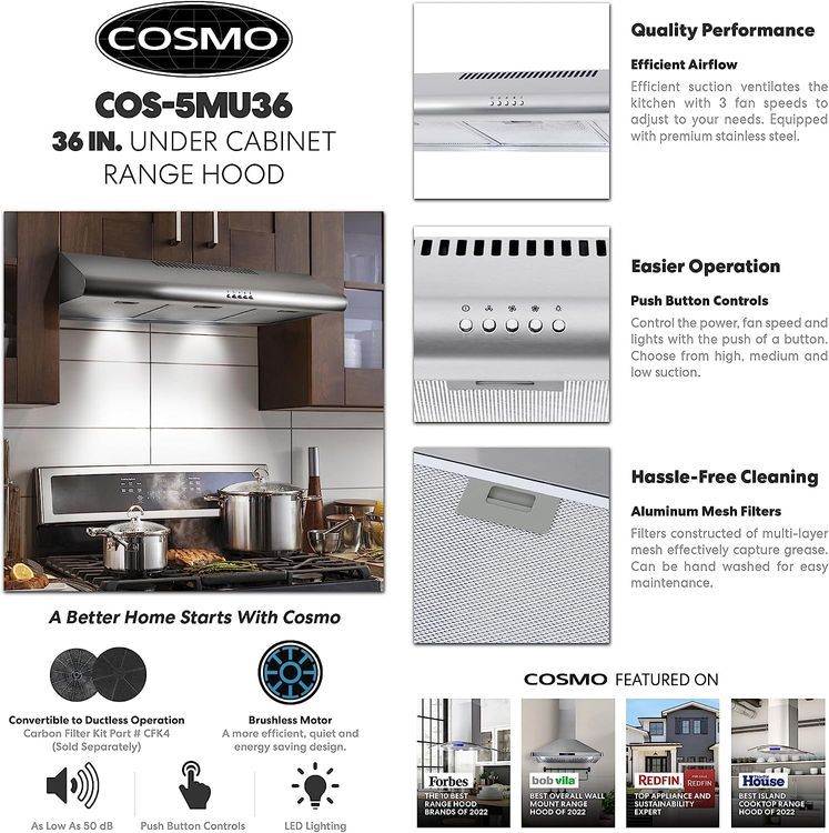 No. 3 - COSMO COS-5MU36 Under Cabinet Range Hood - 3