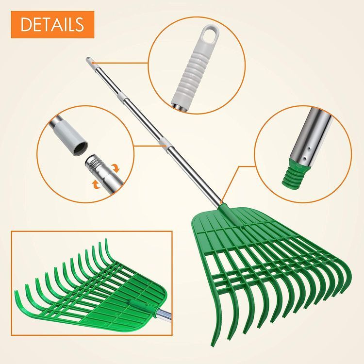 No. 8 - Gardzen Large Leaf Scoop & 12 Tines Gardening Leaf Rake Set - 3