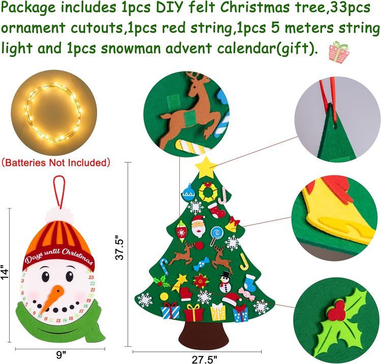 No. 1 - Jollylife Christmas Tree Felt Craft Kit - 4