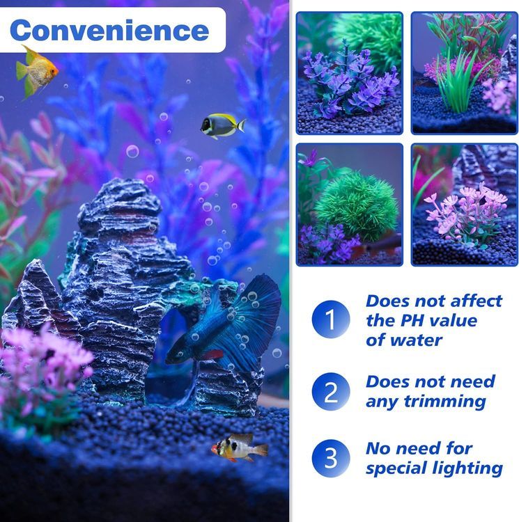 No. 7 - Ameliade Aquarium Decorations Fish Tank Artificial Plastic Plants & Cave Rock Decor Set - 5