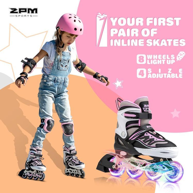 No. 6 - 2PM SPORTS Cytia Pink Girls Adjustable Illuminating Inline Skates - 2