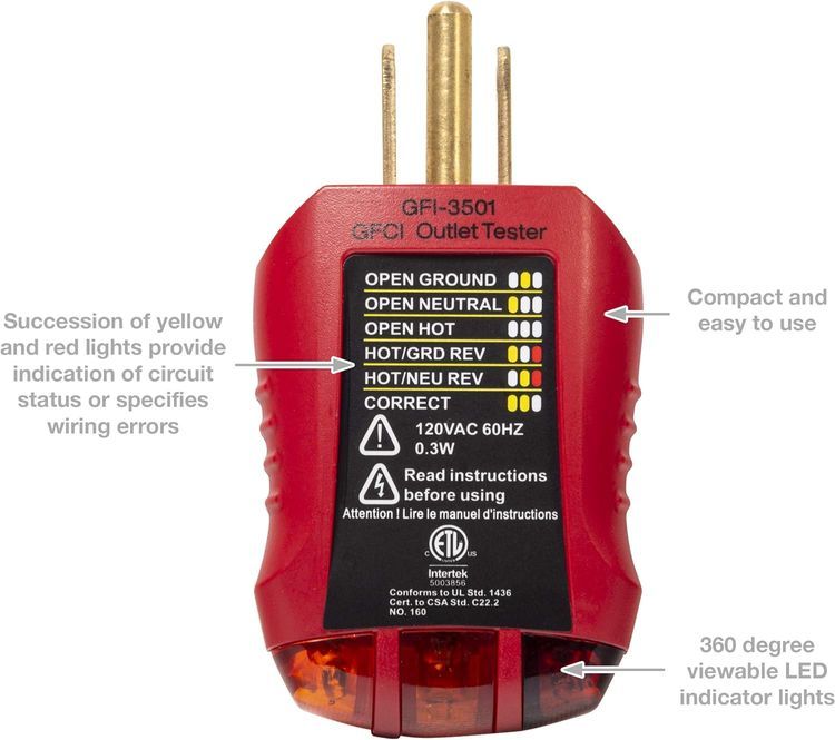 No. 9 - Gardner Bender GFI-3501 Ground Fault Receptacle Tester & Circuit Analyzer - 2