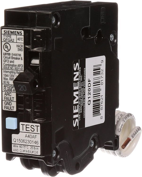 No. 8 - Siemens Q120DF 20-Amp Afci/Gfci Dual Function Circuit Breaker - 1