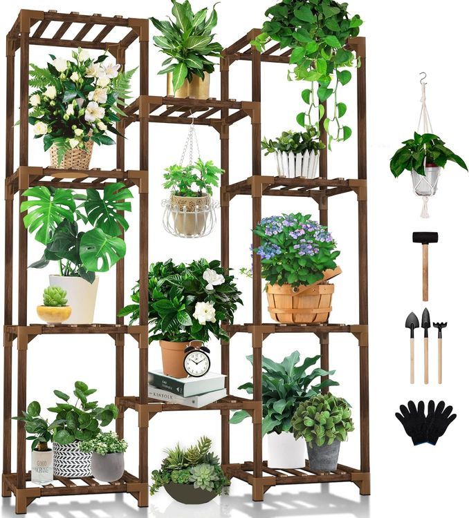 No. 6 - Plant Stand Indoor Outdoor, Uneedem Tall Shelf for Multiple Plants - 1