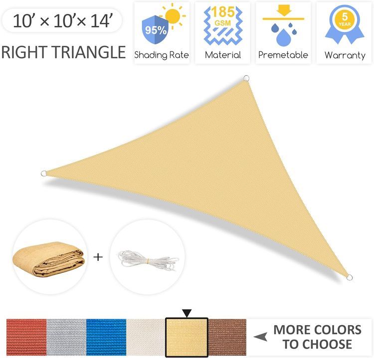 No. 1 - Garden Expert 10'x10'x14' Sun Shade Sail - 2