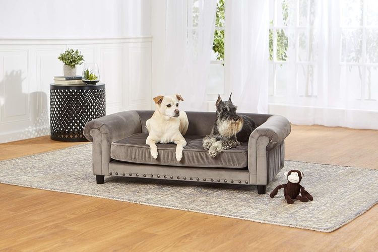 No. 7 - Enchanted Home Pet Co2786-16Gry Manchester Velvet Tufted Pet Sofa - 1