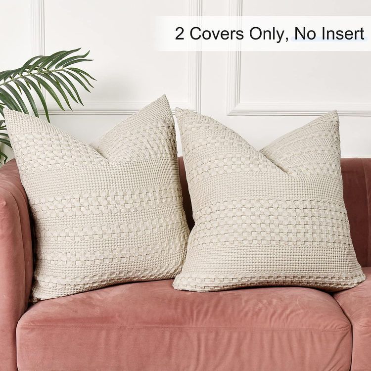 No. 1 - PHF 100% Cotton Waffle Weave Euro Sham Covers - 3