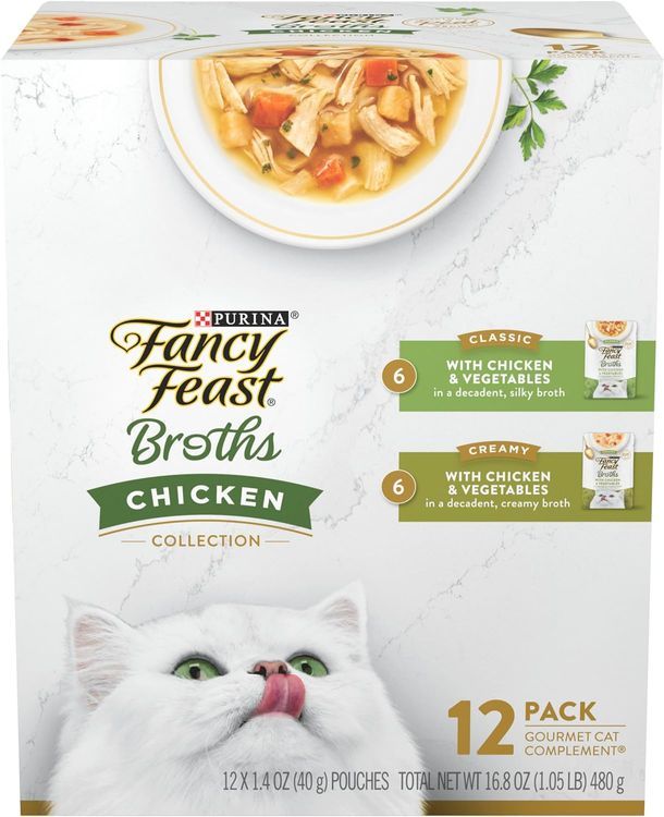 No. 8 - PURINA Fancy Feast Chicken Broth Complement Lickable Wet Cat Food Variety Pack - 1