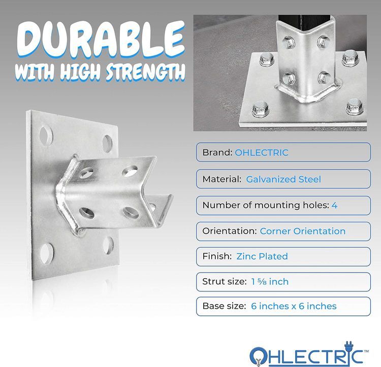 No. 4 - OhLectric Single Standard Strut Channel Post Base - 2