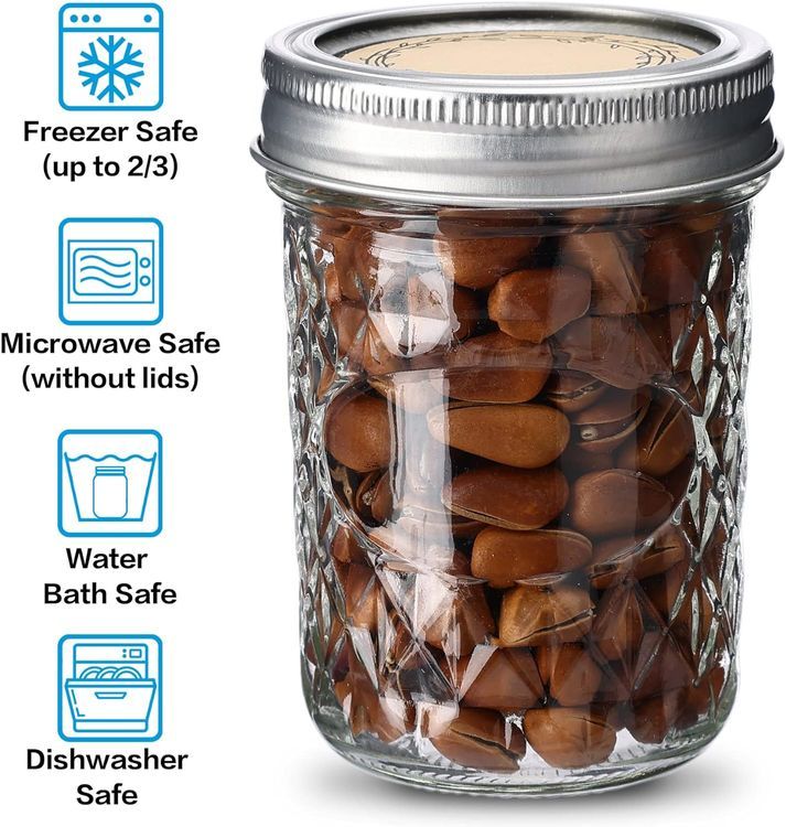 No. 10 - 12 Pack Mason Jars 8 oz with Airtight Lids - 3