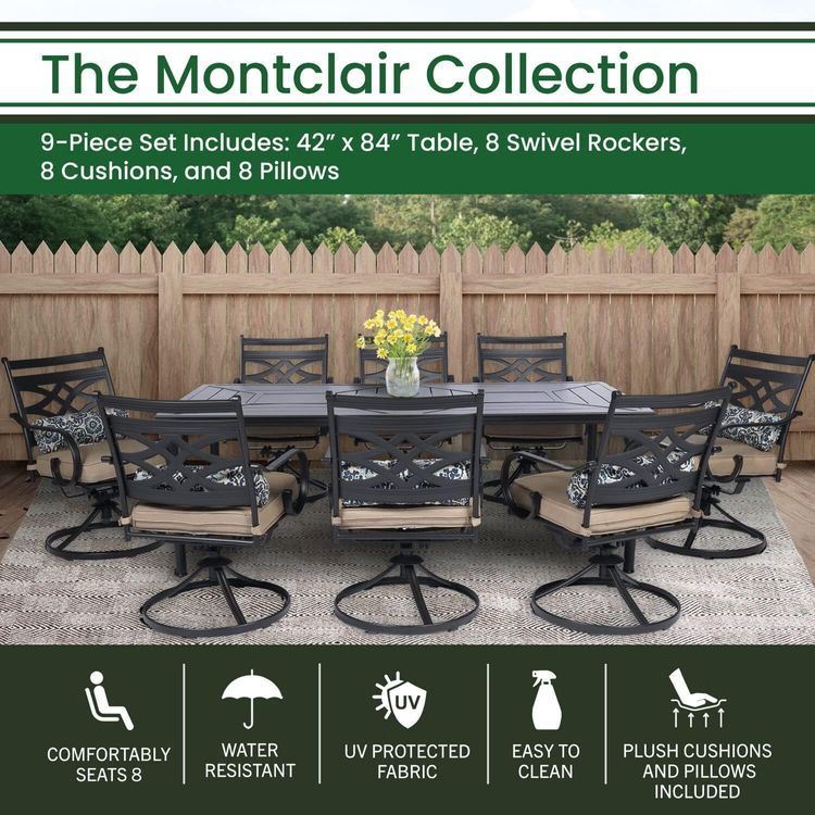 No. 8 - Hanover Montclair 9-Piece Outdoor Patio Dining Set - 5