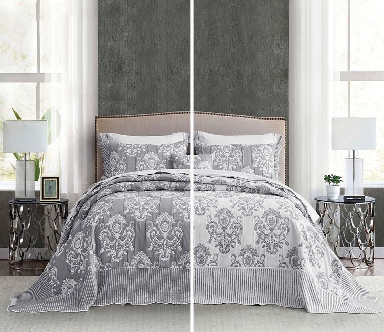 No. 6 - HZ&HY Oversized King Bedspread Grey - 1