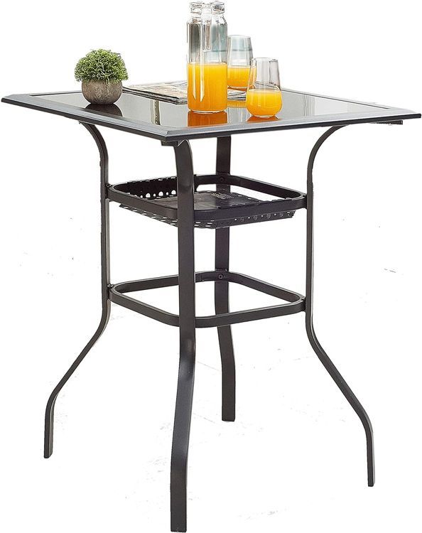 No. 5 - LOKATSE HOME Patio Bar Height Outdoor Table Bistro Square Outside High Top - 1