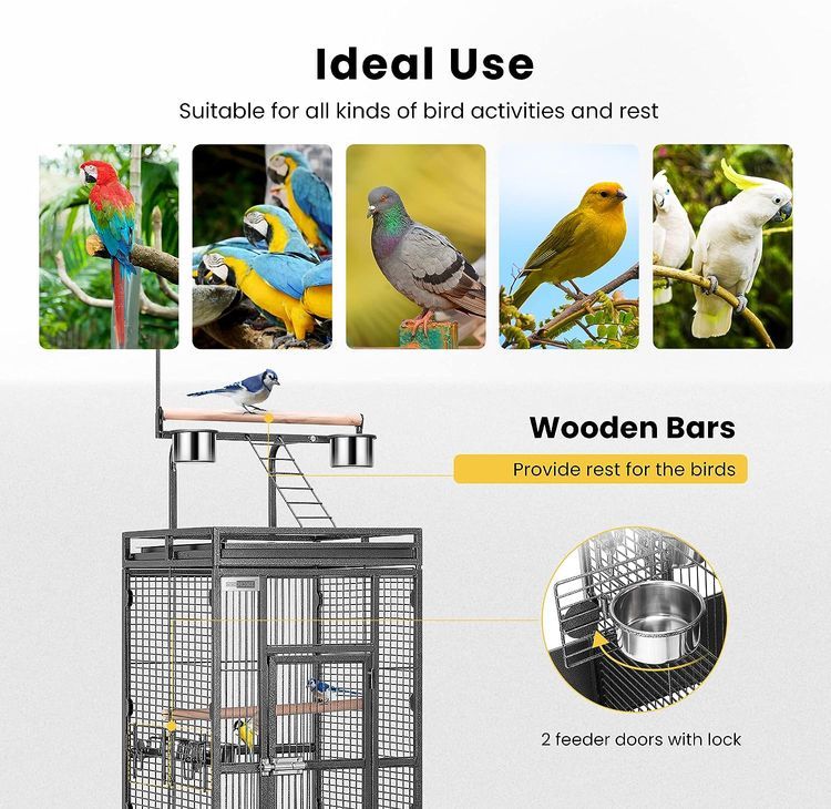 No. 10 - VIVOHOME 72 Inch Wrought Iron Large Bird Cage - 5