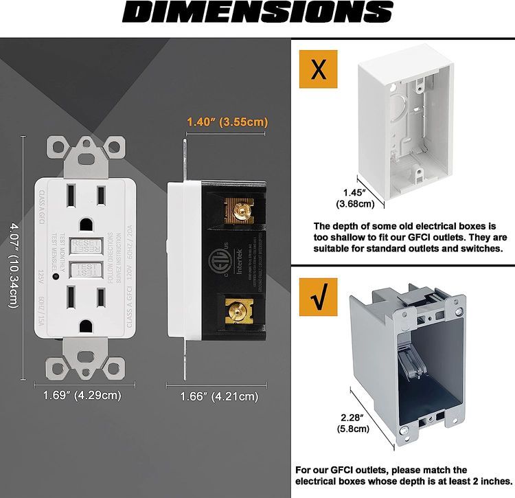 No. 5 - ELECTECK 15 Amp Non-Tamper Resistant GFCI Outlets - 3