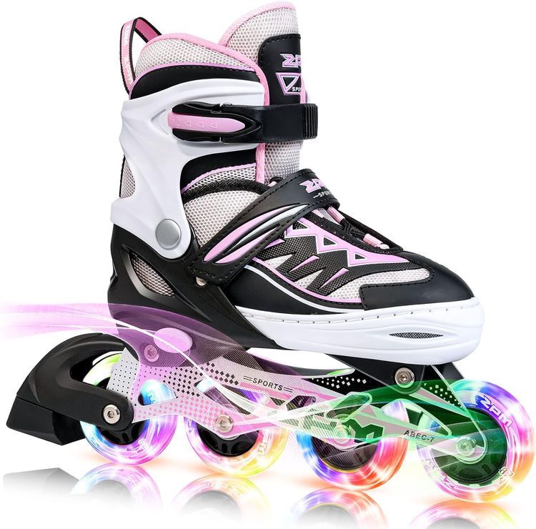 No. 6 - 2PM SPORTS Cytia Pink Girls Adjustable Illuminating Inline Skates - 1