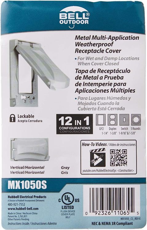 No. 2 - Hubbell Bell MX1050S Single-Gang Weatherproof Heavy Duty Universal Flip Cover - 2