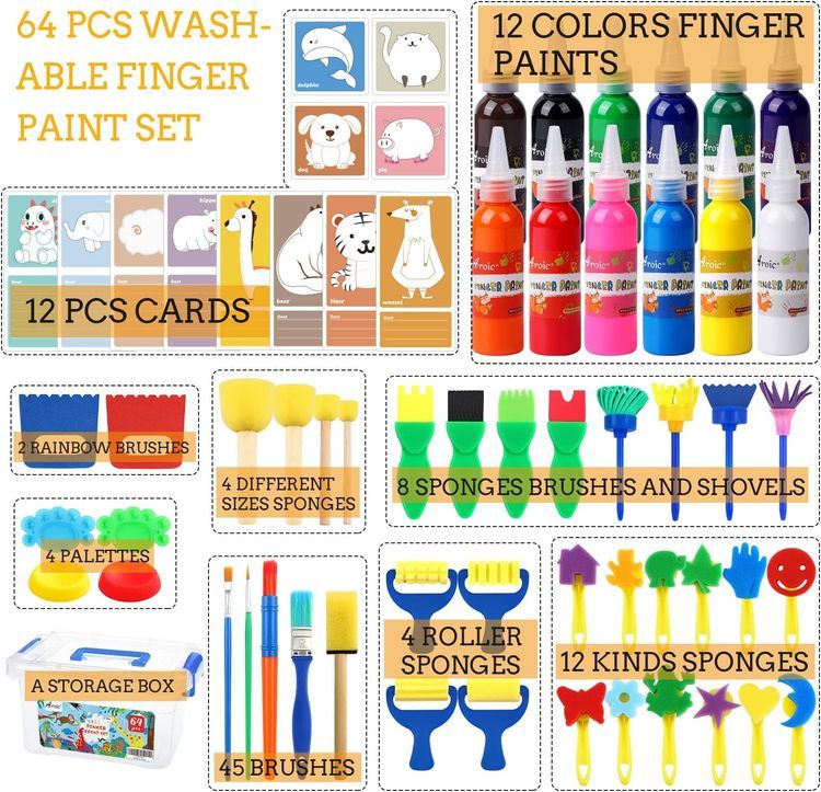 No. 10 - AROIC 65 Pack Washable Finger Paint Set - 2