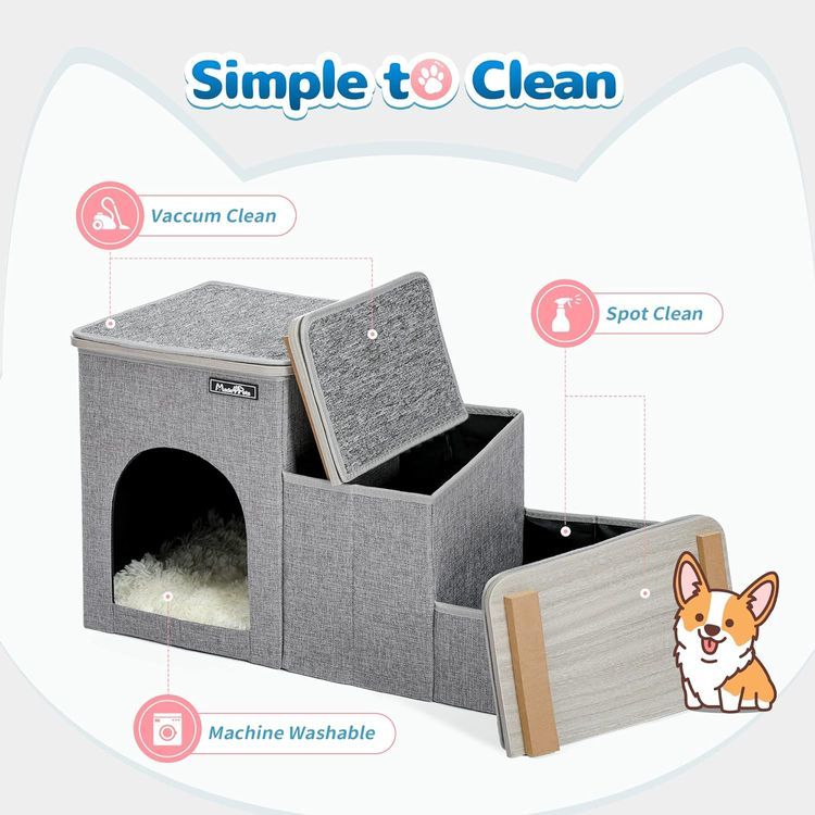 No. 2 - Made4Pets Cat Stairs Dog Ladder for Bed - 4