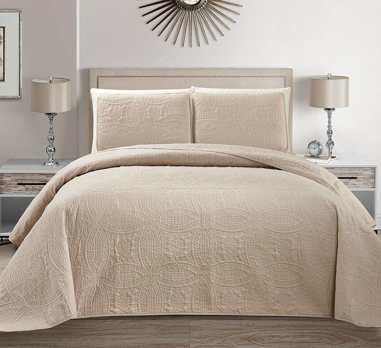 No. 9 - Fancy Linen Microfiber Bedspread & Coverlet Set - 1