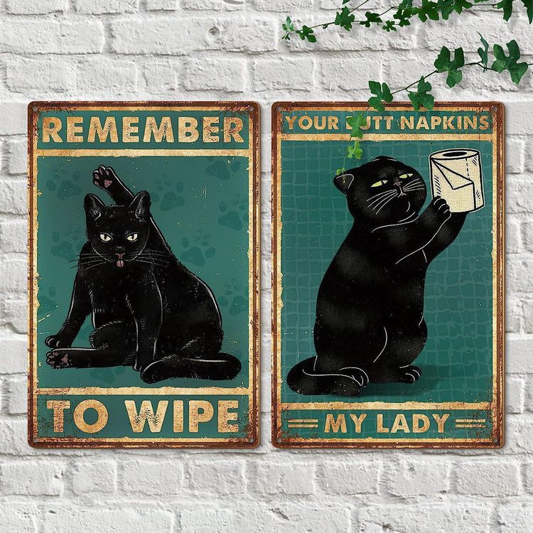 No. 7 - Cat Bathroom Decor Signs - 1