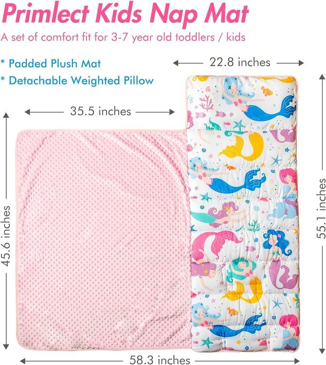 No. 3 - Nap Mat- Toddler Nap Mat with Pillow & Fleece Blanket - 2