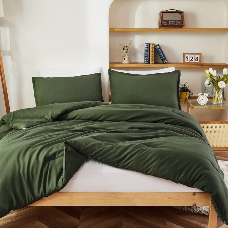 No. 7 - Litanika Dark Olive Green Comforter Set - 1