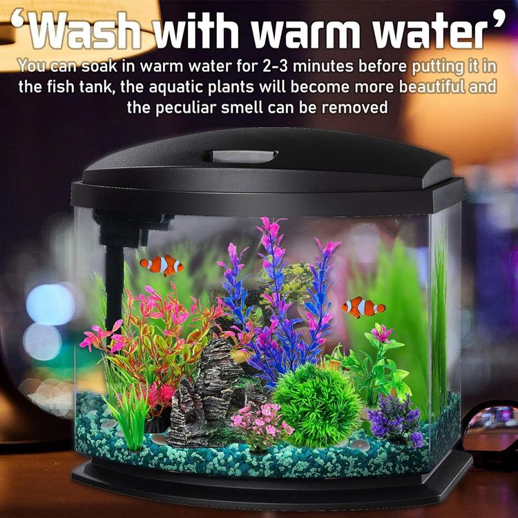 No. 7 - Ameliade Aquarium Decorations Fish Tank Artificial Plastic Plants & Cave Rock Decor Set - 4