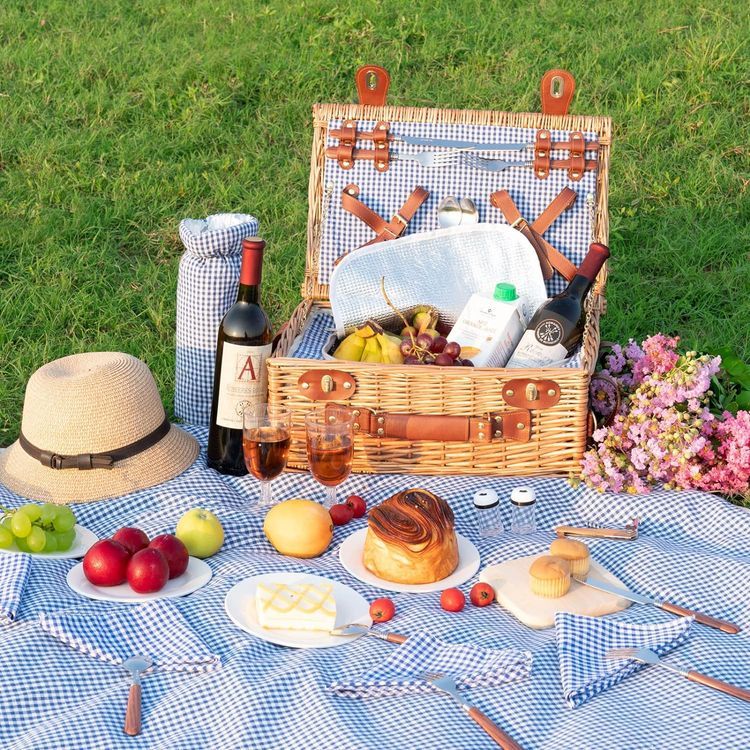 No. 3 - DHAEE Wicker Picnic Basket Set - 3