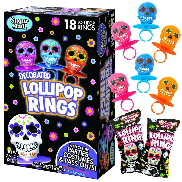 No. 8 - Halloween Day of the Dead Sugar Skull Lollipop Rings - 1