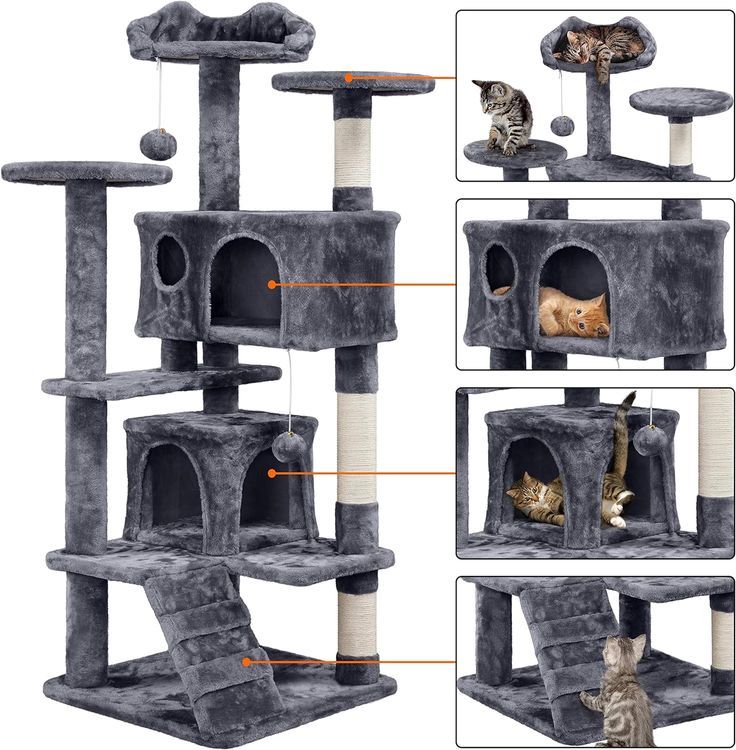 No. 1 - Yaheetech 54in Cat Tree Tower Condo Furniture Scratch Post - 4