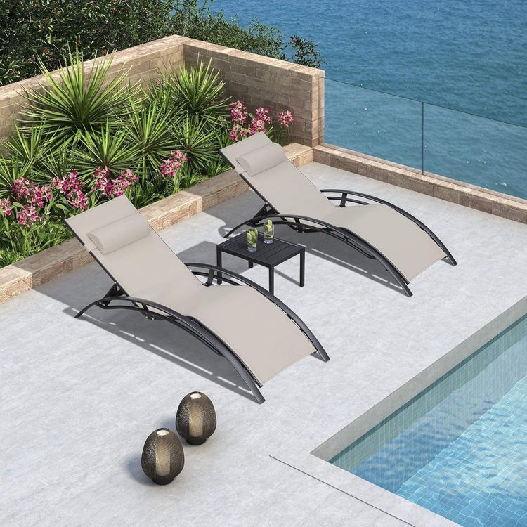 No. 6 - PURPLE LEAF Patio Chaise Lounge Set - 1