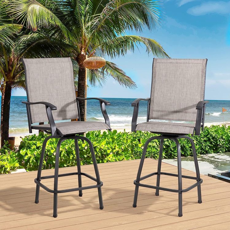 No. 6 - Vongrasig 2 Piece Patio Swivel Bar Chairs - 2