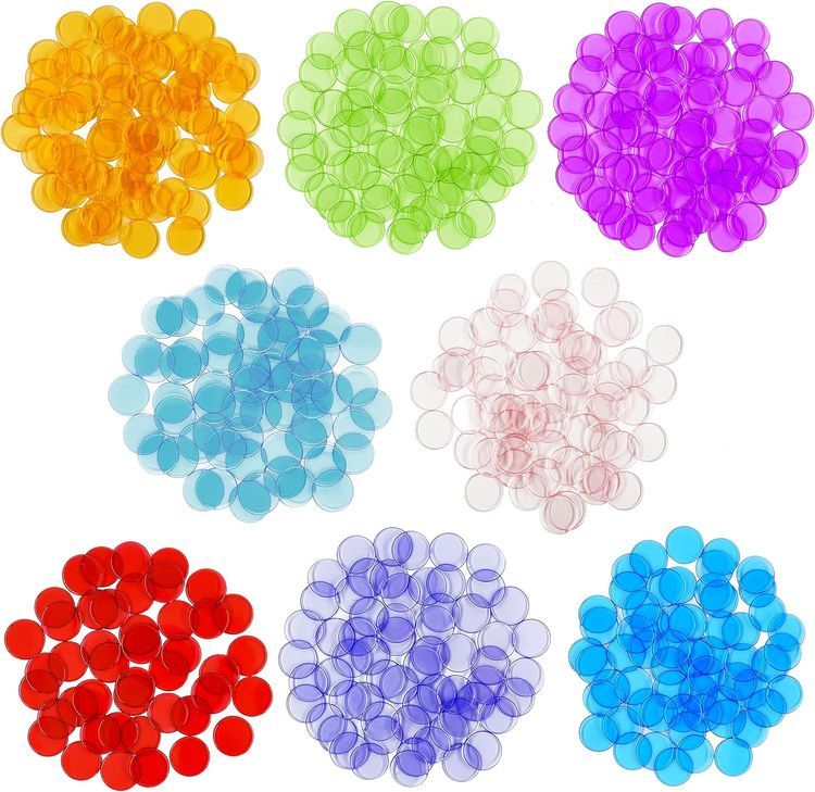 No. 2 - Hebayy 500 Transparent 8 Color Clear Bingo Counting Chip Plastic Markers - 3